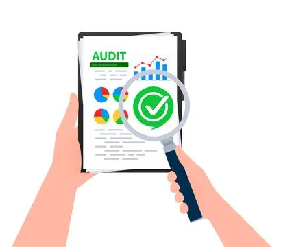 Financial audit research analysis. Data analysis. analytic finance graph report. Stock Illustration