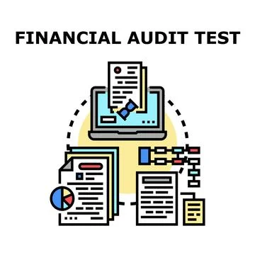 Financial audit test checking business data and reports 库存插图