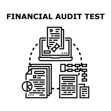 Financial audit test checking business data and reports Stock Illustration