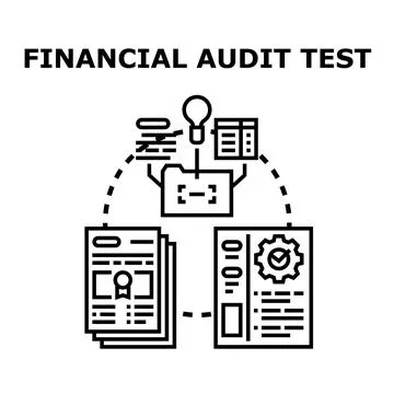 Financial audit test checking compliance and analyzing reports 스톡 일러스트