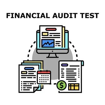 Financial audit test, process, and data analysis Illustrazione stock
