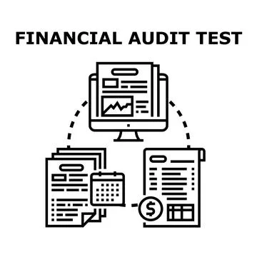 Financial audit test, process, and data analysis Stock Illustration