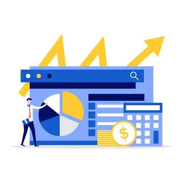 Financial audit vector illustration concept with characters. Modern flat styl Stock Illustration
