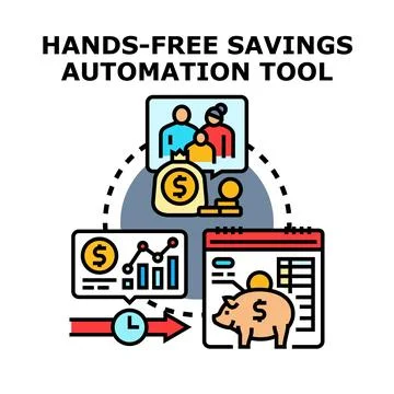 Financial automation system managing automatic savings Stock Illustration