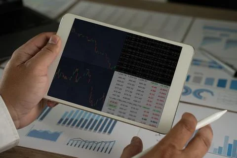 Financial background financial data concept paper chart analysis data repor.. Stock Photos