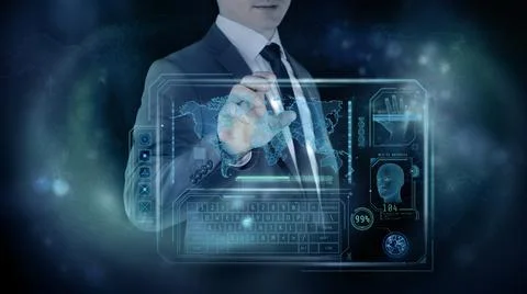 Financial background with holographic interface of the access protection program Stockillustratie