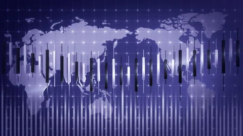 Financial background with a moving candlestick chart on a seamless loop Stock Footage 161776818