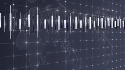 Financial background with a moving candlestick chart on a seamless loop Stock Footage 163420742