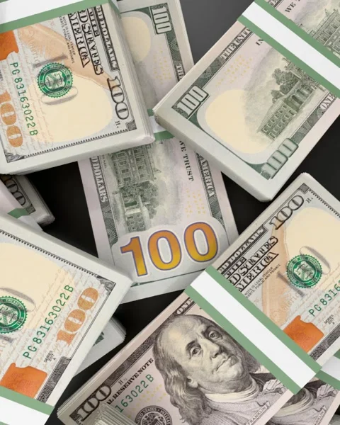 Financial background with stack of dollars Stock Footage 295999643