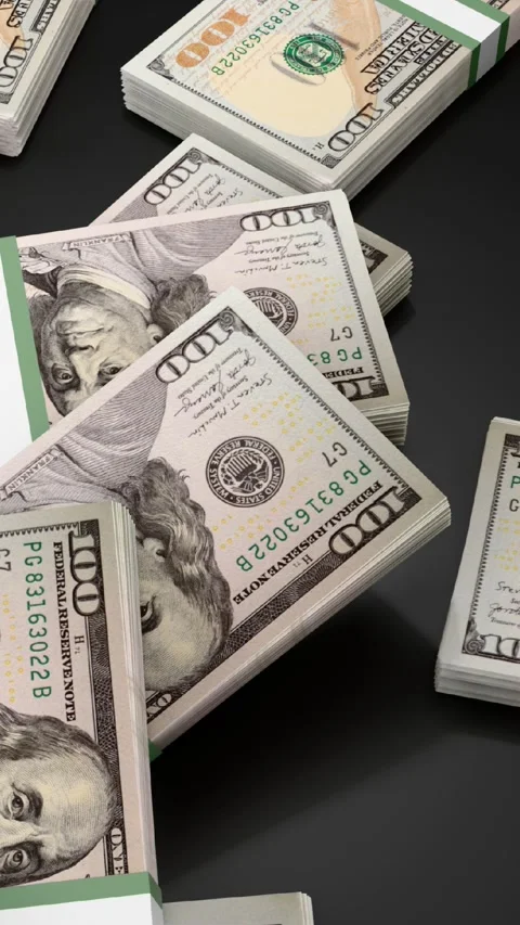 Financial background with stack of dollars Stock Footage 296000292