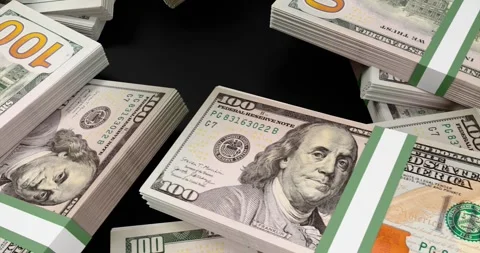 Financial background with stack of dollars Stock Footage 296002094