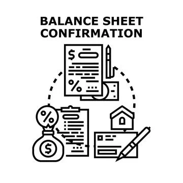 Financial balance sheet confirmation analyzing accounting data Stock Illustration