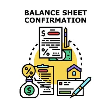 Financial balance sheet confirmation analyzing accounting data Stock Illustration
