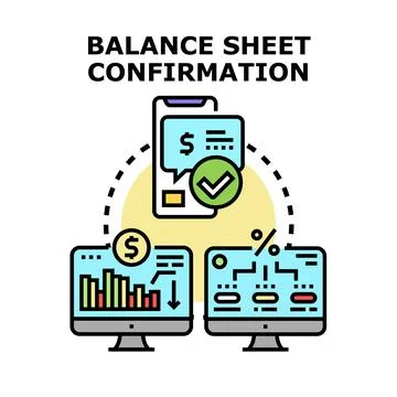 Financial balance sheet confirmation process on digital devices Stock Illustration