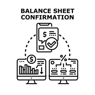 Financial balance sheet confirmation process on digital devices Stock Illustration
