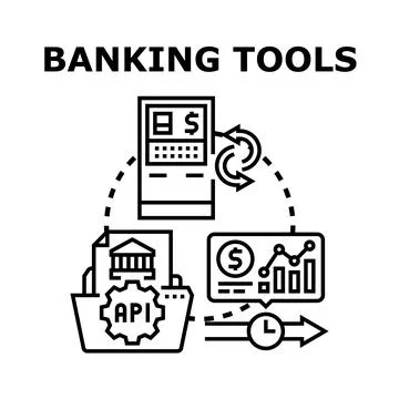 Financial banking tools using api technology and analytics 스톡 일러스트
