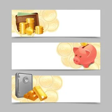 Financial Banner Set Stock Illustration