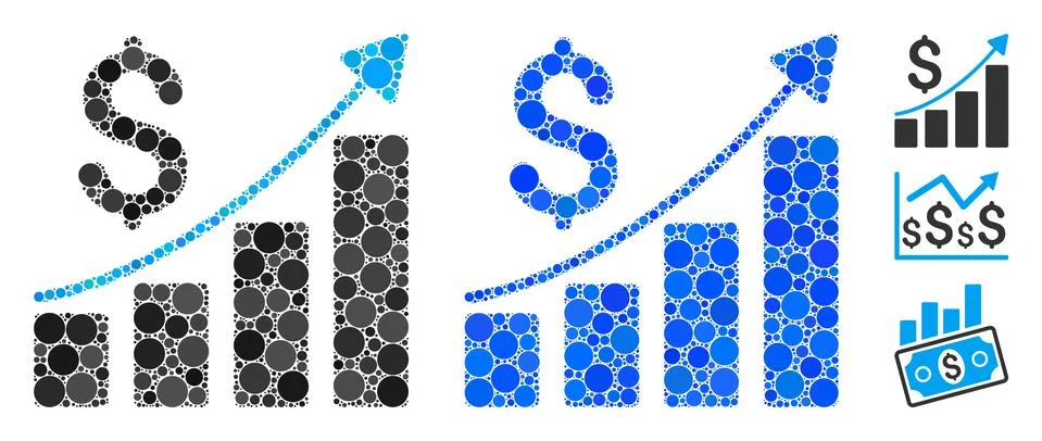 Financial Bar Chart Composition Icon of Circle Dots Stockillustratie