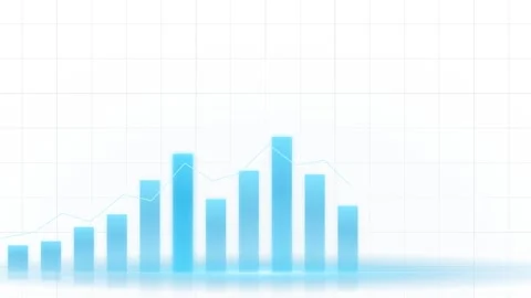 Financial bar chart with data trend line overlay for business growth analyt.. Vídeos de archivo 347625870