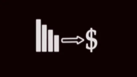 Financial Bar Chart Decreasing Towards a Dollar Sign on a Dark animation Ba.. 库存影片 321861222