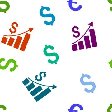 Financial Bar Chart Flat Vector Seamless Pattern Stock Illustration