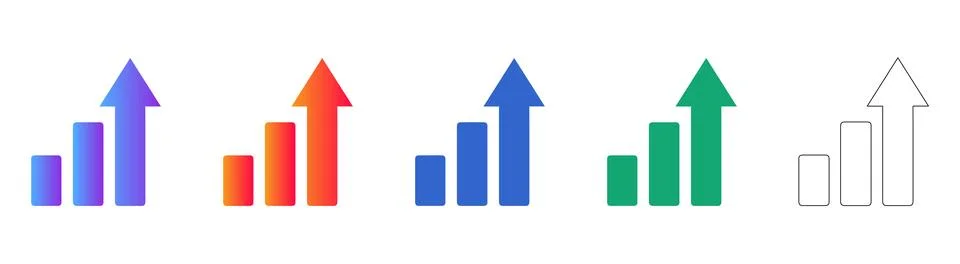 Financial Bar Chart Growth Progress Icons Stock Illustration