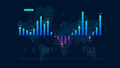 Financial big data analytic and business infographic, analysis and charts inv Stock Illustration