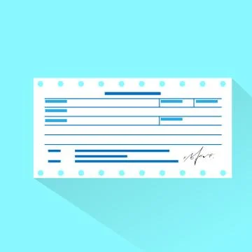 Financial bill document, invoice order payment check flat design Illustrazione stock