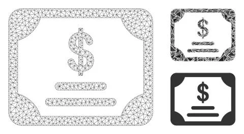 Financial Bond Vector Mesh Carcass Model and Triangle Mosaic Icon Illustrazione stock