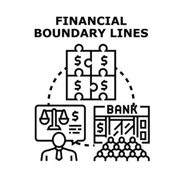 Financial boundary lines regulating banking transactions and compliance Stock Illustration
