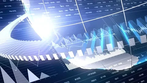 Financial breaking news animation, data, numbers, graph. Stock Footage 168764675