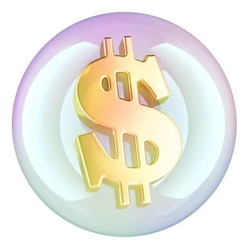 Financial bubble, concept. Dollar symbol inside soap bubble. 3D rendering Illustrazione stock