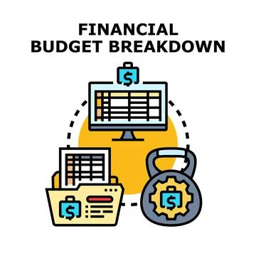 Financial budget breakdown planning and analysis concept Stock Illustration