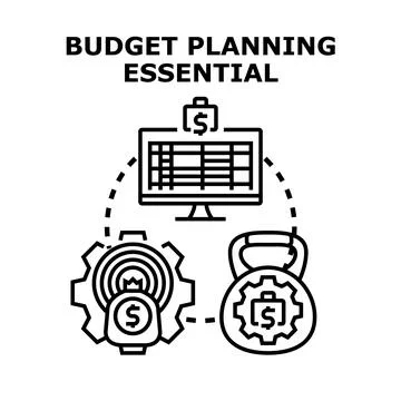 Financial budget planning developing strategy achieving goals Stock Illustration