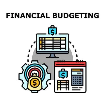 Financial budgeting process with digital planning tools Illustrazione stock