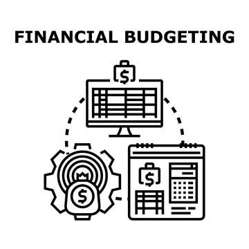 Financial budgeting process with digital planning tools イラスト素材