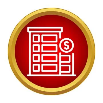 Financial building icon representing banking and money services Ilustración de archivo