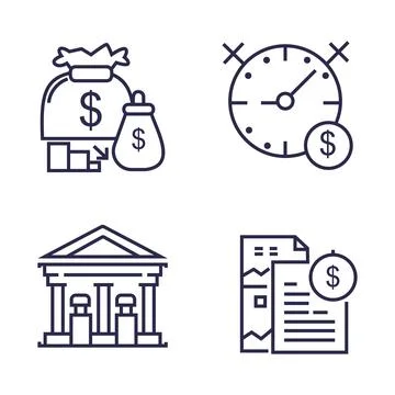 Financial business concept set icon collection Stock Illustration