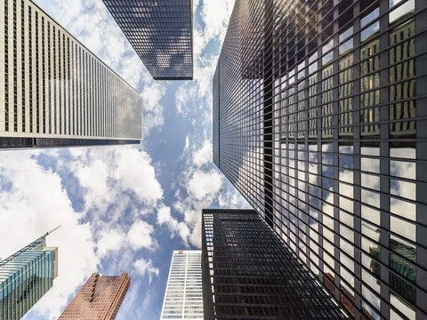 Financial Business District Skyscrapers Downtown Toronto Timelapse Stock Footage