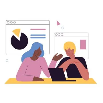 Financial business experts analyzing data statistics Stock Illustration