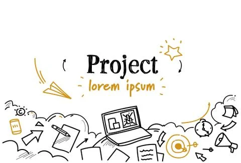 Financial business graph new project concept sketch doodle horizontal isolated イラスト素材