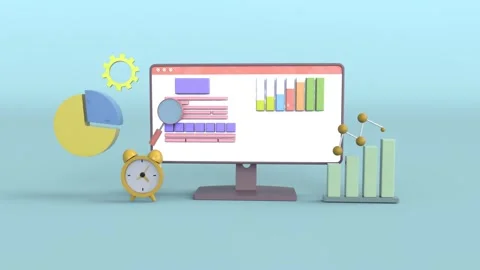 Financial business graph statistic website page computer browser window con.. Stock Footage 290472932