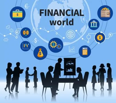 Financial business world concept composition banner Stock Illustration