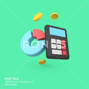 Financial Calculation and Data Analysis isolated 3d render icon illustration PSD Template