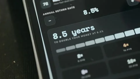 Financial calculation tool based on the Rule of 72, person sets the Annual Stock Footage 332483969