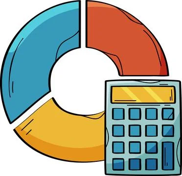 Financial Calculation using Pie Chart and Calculator Illustration Stock Illustration
