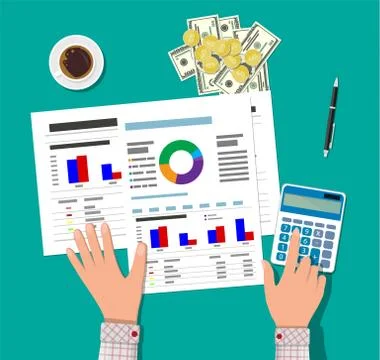 Financial calculations. Working process Stockillustratie