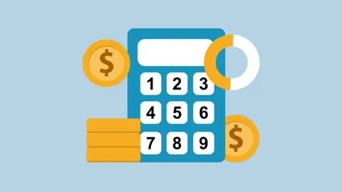 Financial Calculator and Statistics Chart 2d Animation with Alpa Matte Stock Footage 340696284