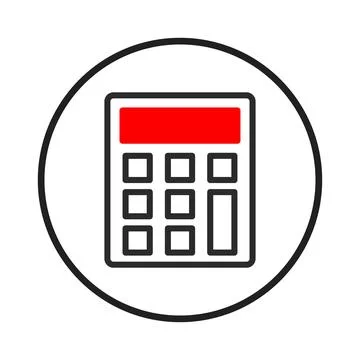 Financial calculator icon within a circular frame depicting accounting and .. Stock Illustration
