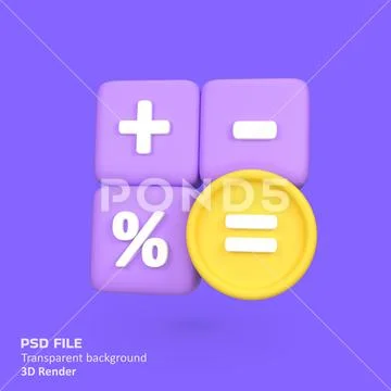 Financial calculator isolated 3d render icon illustration Modello PSD